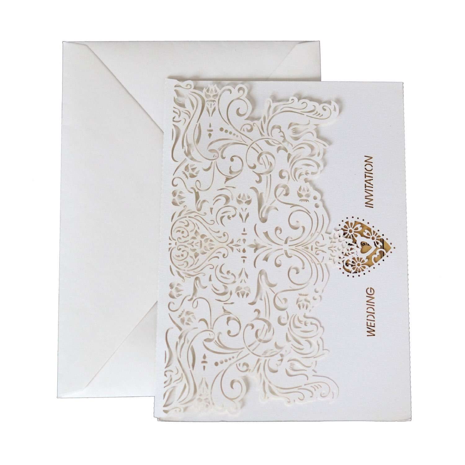 White Greeting Card Wholesale Wedding Invitation Card Heart-shaped